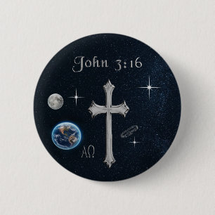 Bible Verse John 3:16 2 Inch Round Button