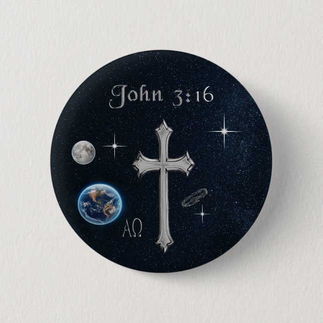 Bible Verse John 3:16 2 Inch Round Button (Front)