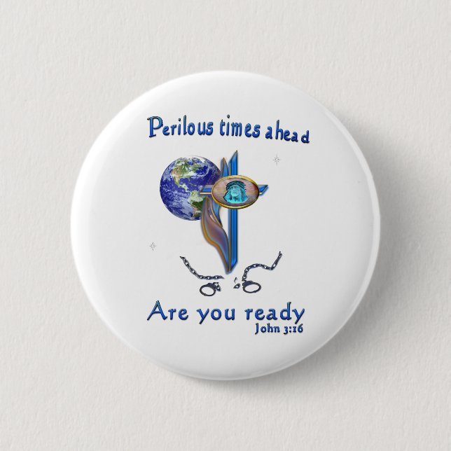 Bible Verse John 3:16 2 Inch Round Button (Front)
