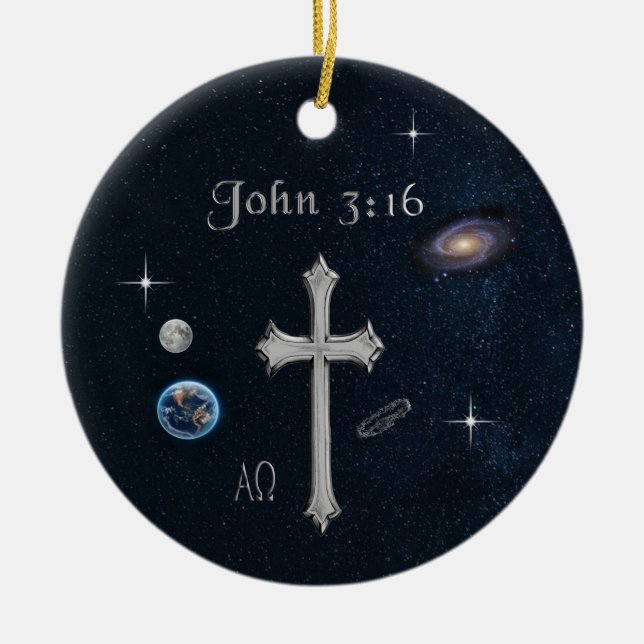 Bible Verse John 3:16 Ceramic Ornament (Front)