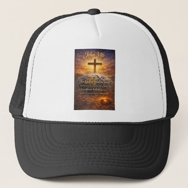 Bible Verse John 3:16 Trucker Hat (Front)