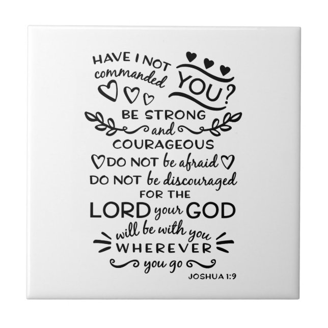 Bible Verse Joshua 1:9 Tile (Front)