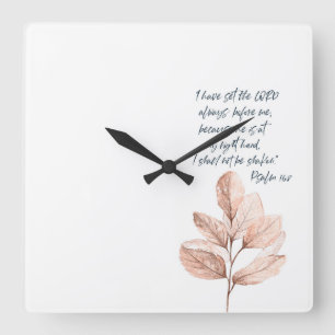 Bible verse Lord Psalm Leafy scripture Square Wall Clock