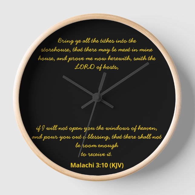 Bible Verse Malachi 3:10 (KJV) New Year's Day Clock (Front)