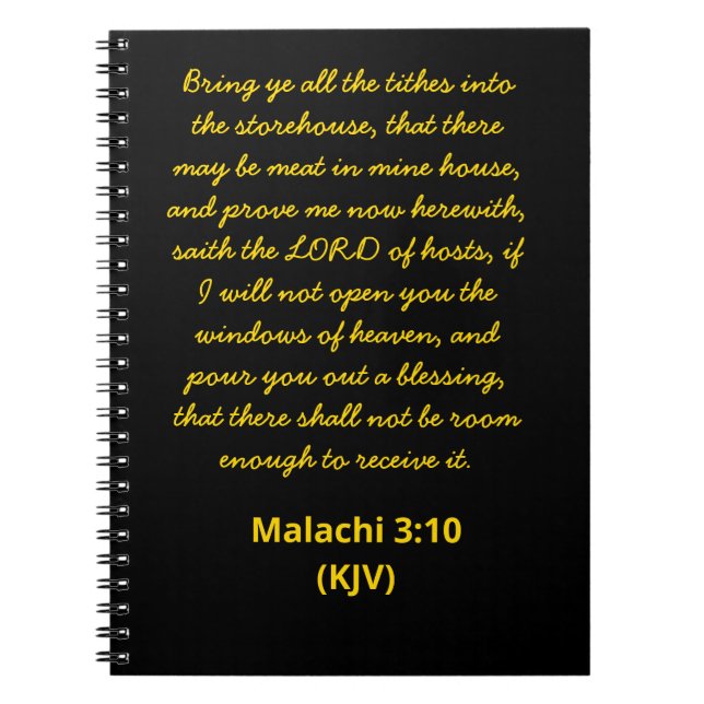 Bible Verse Malachi 3:10 (KJV) New Year's Day Notebook (Front)