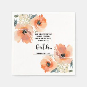 Bible verse Matthew Floral  Square  Napkin