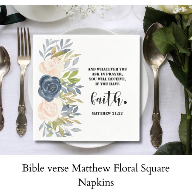 Bible verse Matthew Floral  Square  Napkin (Creator Uploaded)