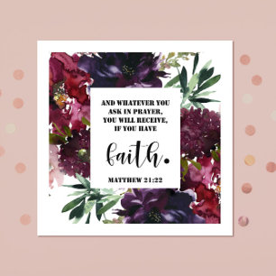 Bible verse Matthew Floral Square Napkin