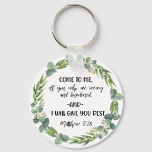 Bible verse Matthew Round Olive  Keychain