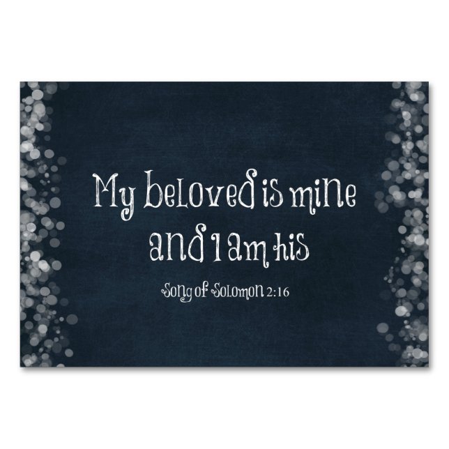 Bible Verse : My Beloved is Mine and I am His Table Number (Front)