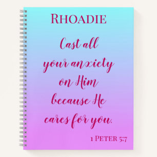 Bible Verse of Encouragement Purple and Blue Ombre Notebook