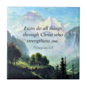 Bible verse, Phil 4:13, I can do all things... Tile