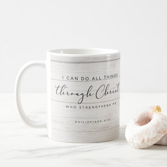 Bible Verse Philippians 4:13 I Can Do All Things Coffee Mug (With Donut)