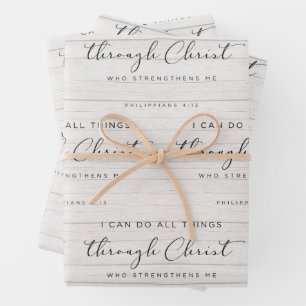 Bible Verse Philippians 4:13 I Can Do All Things Wrapping Paper Sheet