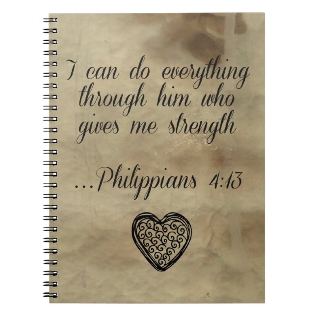 Bible Verse Philippians 4:13 Notebook (Front)