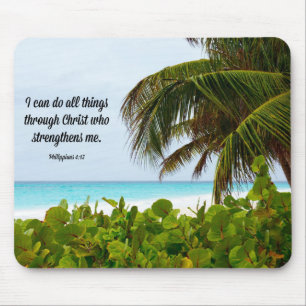 Bible Verse, Philippians 4:13, tropical Mouse Pad