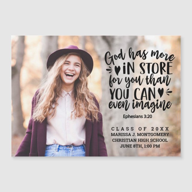 Bible Verse Photo Typographie Magnet de graduation (Devant)
