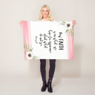 Bible verse Pink floral Fleece Blanket