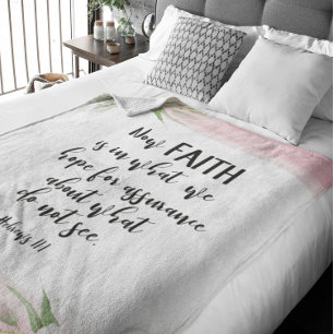 Bible verse Pink floral Fleece Blanket