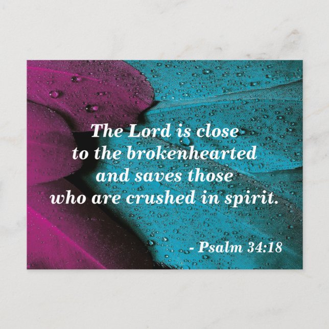 Bible Verse Postcard Psalm 34:18 Brokenhearted (Front)
