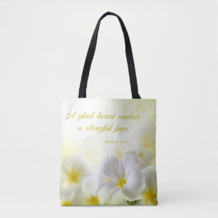 Bible Verse Proverbs 15:13 Yellow Floral Tote Bag
