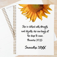 Bible Verse Proverbs 31:25 Sunflower Custom Quote