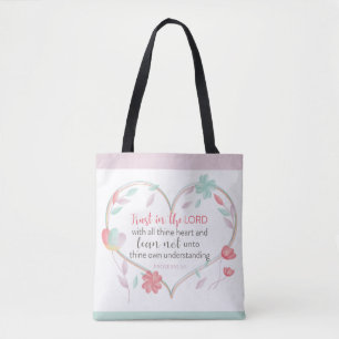 Bible Verse Proverbs 3:5 Heart Tote Bag