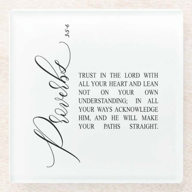 Bible verse Proverbs Glass Coaster (Front)