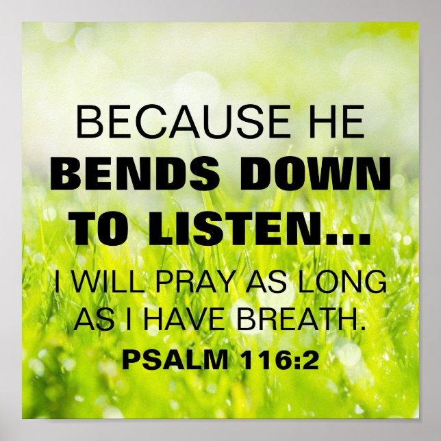 Bible verse Psalm 116:2 Poster (Front)