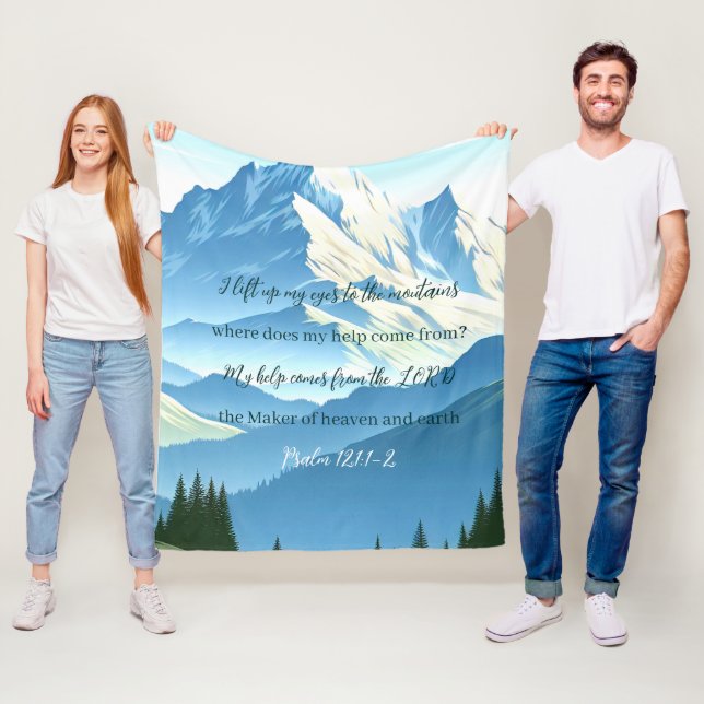Bible Verse Psalm 121:1-2 Fleece Blanket (In Situ)