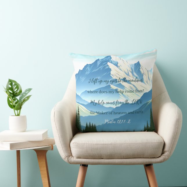 Bible Verse Psalm 121:1-2 Throw Pillow (Chair)