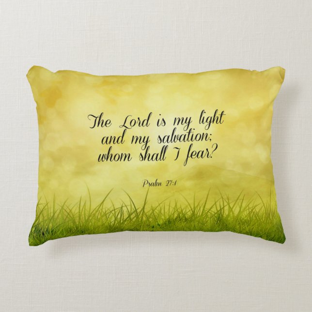 Bible verse, Psalm 27:1 Decorative Pillow (Front)