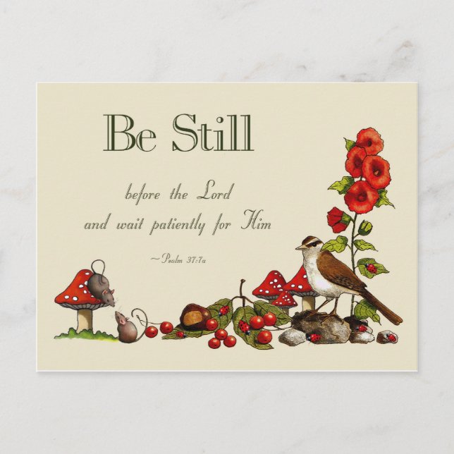 Bible Verse: Psalm 37: Be Still: Wait Patiently Postcard (Front)