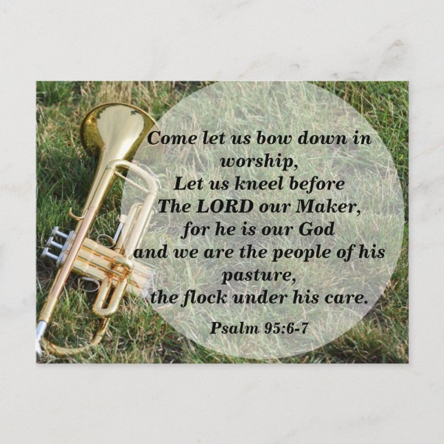 Bible Verse Psalm 95:6-7 Let Us Worship Postcard (Front)