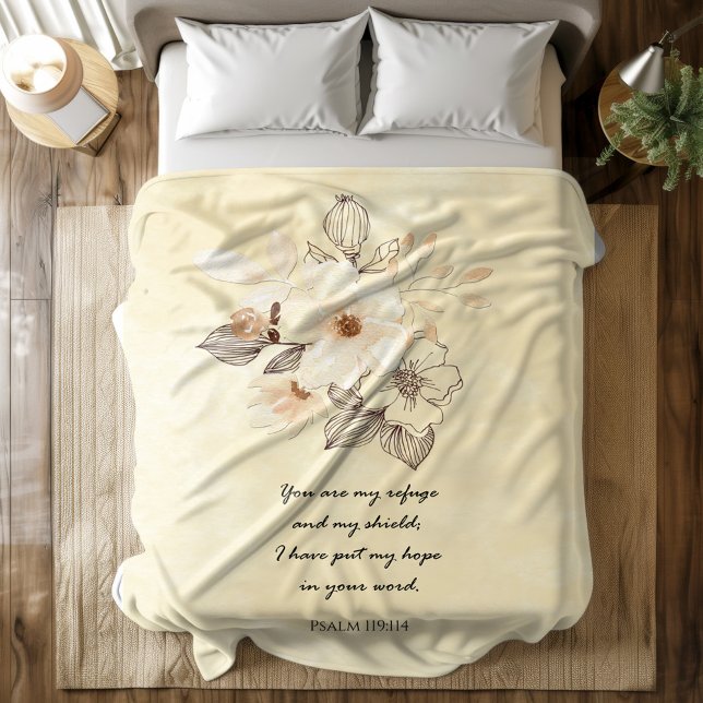Bible verse Psalm Floral scripture Fleece Blanket (Creator Uploaded)