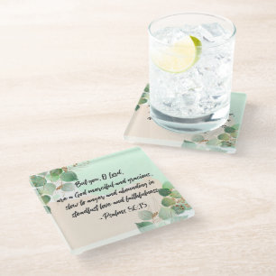 Bible verse Psalm Greenery scripture Glass Coaster