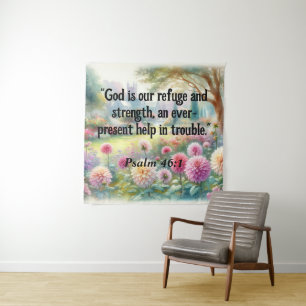Bible verse Psalms typography floral watercolor Tapestry