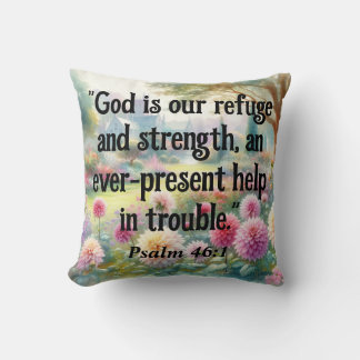 Bible verse Psalms typography floral watercolor Throw Pillow
