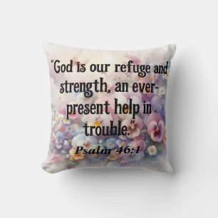 Bible verse Psalms typography floral watercolor Throw Pillow
