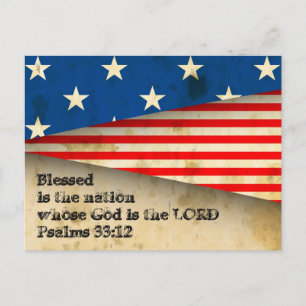 Bible Verse Psaumes 33:12 Vintage USA Carte postal