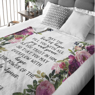 Bible verse Purple Floral Fleece Blanket
