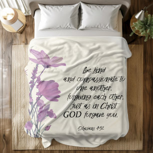 Bible verse Purple floral Fleece Blanket