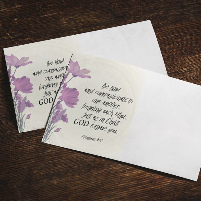 Bible Verse Purple Floral Return Address  Envelope (Creator Uploaded)