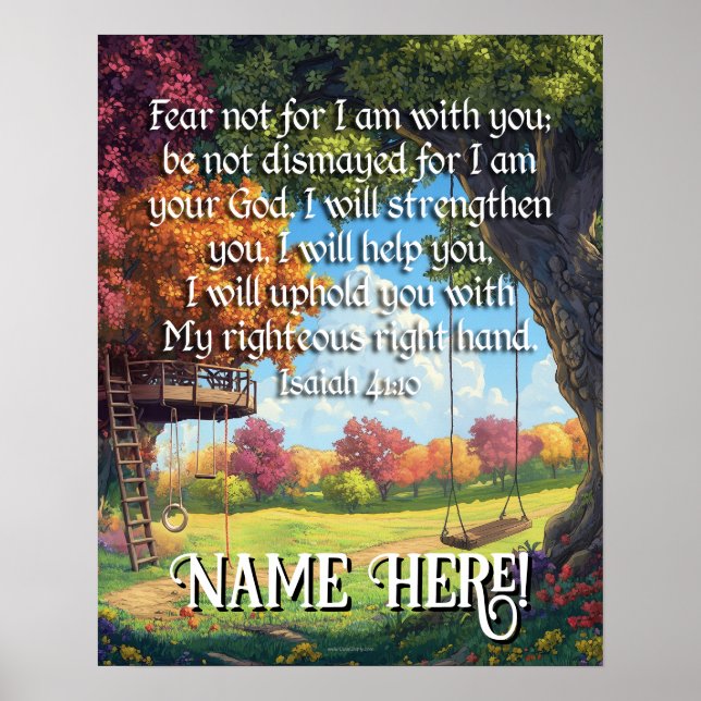 Bible Verse Quote Boys Forest Playground Kids Art Poster (Front)