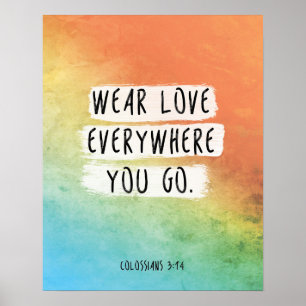 Bible Verse Quotes Colossians 3:14 Watercolor Poster