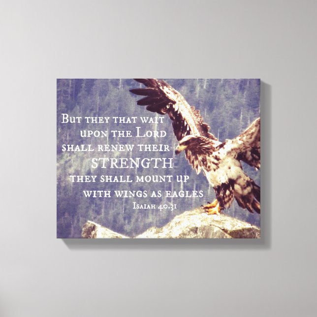 Bible Verse: Renew Strength, Wings as Eagles Canvas Print (Front)