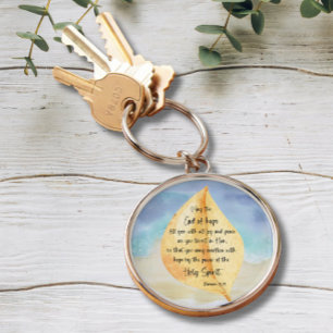 Bible verse Romans Yellow Blue Keychain