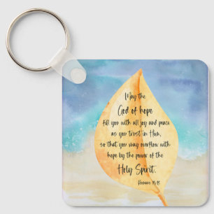 Bible verse Romans Yellow Blue Keychain