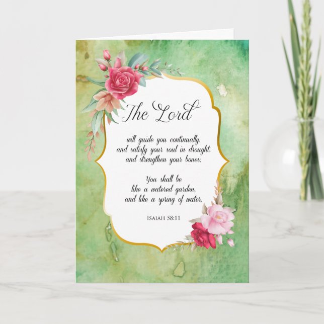 BIble Verse Roses Hebrew Get Well Soon Card (Front)