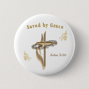 Bible Verse saved by Grace 2 Inch Round Button